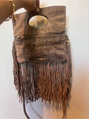 Fringe Suede Crossbody Bag - Taupe